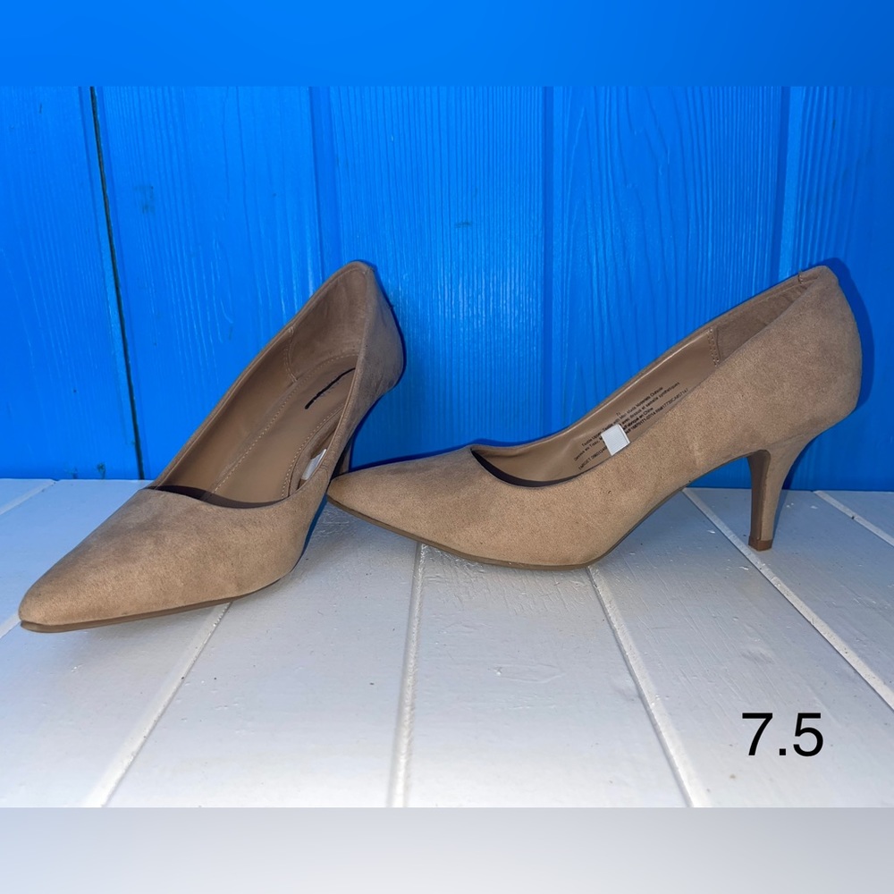 Nude suede heels